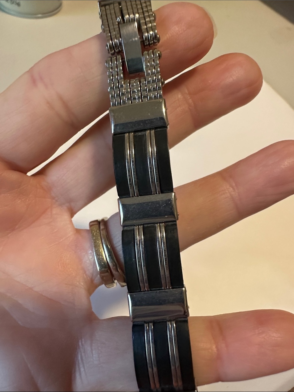Stainless steel and black men’s bracelet